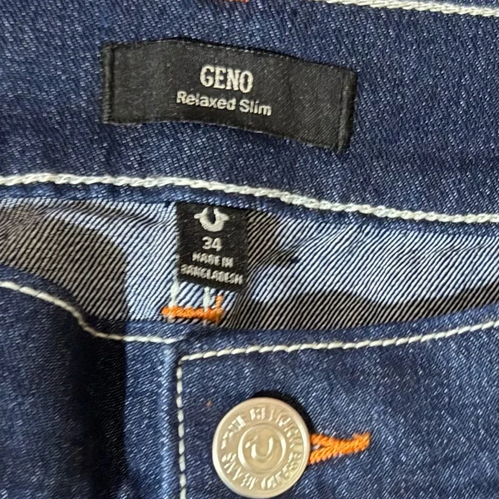 True Religion Dark Blue Jeans with Orange Accents - Picture 6 of 6